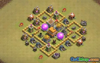 Tòa thị chính Coc 5 Bố cục cơ sở: Nông nghiệp, Trophy, War Maps #14078