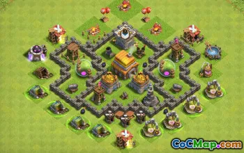 COC radnice 5 Základní rozložení: Domovské, válečné a trofejní mapy #13449