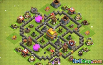 Hôtel de ville de COC 6 Disposés de base: Maps de l'agriculture, du trophée et de la guerre # 15474