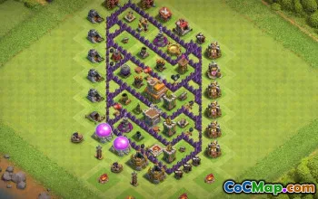 COC市政厅7基础布局：有趣，混合和奖杯地图＃16244