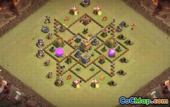 सीओसी टाउन हॉल 7 बेस लेआउट: ट्रॉफी, युद्ध और हाइब्रिड मैप्स #14719