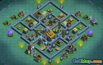 COC市政厅8基础布局：农业，奖杯和建筑商地图＃13640