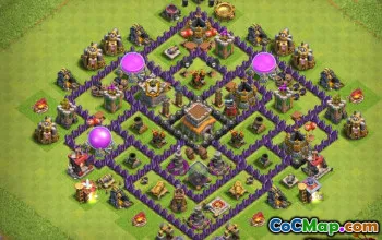 COC Town Hall 8 ბაზის განლაგება: მეურნეობა, ტროფი და რუქები #13121