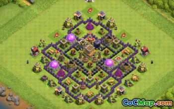 COCタウンホール8ベースレイアウト：農業とトロフィーマップ＃13595