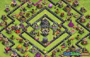 COC TOWN HALL 9 تخطيطات قاعدة: الخرائط والروابط الزراعية #13094