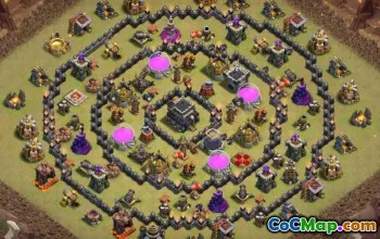 COC Town Hall 9 ბაზის განლაგება: მეურნეობა, ტროფი და ჰიბრიდული რუქები #11585