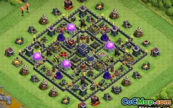 COC Town Hall 9 ბაზის განლაგება: მეურნეობა, ტროფი და ბმულები #11290