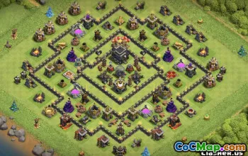 COC Town Hall 9 ბაზის განლაგება: მეურნეობა და ტროფის რუქები #10735