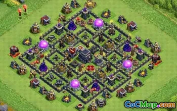 COC Town Hall 9 ბაზის განლაგება: მეურნეობა და ტროფის რუქები #11056