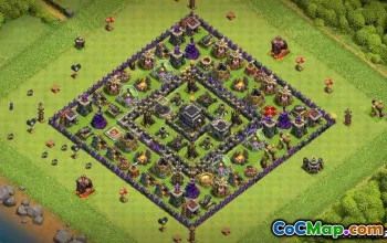COC Town Hall 9 ბაზის განლაგება: მეურნეობა და ტროფე რუკები #11109