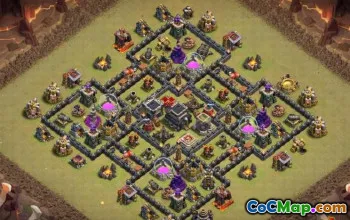 COC Town Hall 9 ბაზის განლაგება: მიწათმოქმედება და ტროფეის რუქები #11517