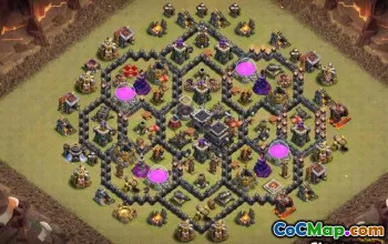 COC Town Hall 9 ბაზის განლაგება: მეურნეობა და ტროფე რუკები #11552