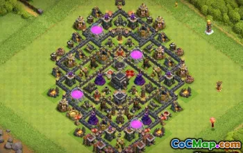 COC Town Hall 9 ბაზის განლაგება: მეურნეობა და ტროფე რუკები #12302