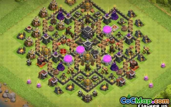COC TOWN HALL 9 تخطيطات قاعدة: خرائط الزراعة والكأس #13726