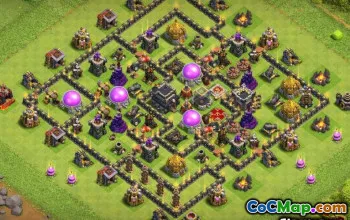 COC市政厅9基本布局：农业和奖杯地图＃13840