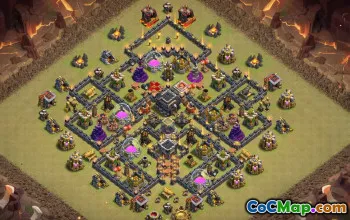 COC市政厅9基础布局：农业和奖杯地图＃14524