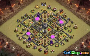 COC市政厅9基础布局：农业和奖杯地图＃14865