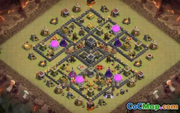 COC市政厅9基本布局：农业和奖杯地图＃14876