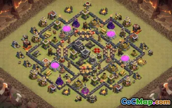 COC市政厅9基本布局：农业，奖杯和战争地图＃14500
