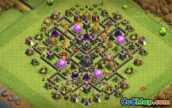 COC市政厅9基本布局：农业，奖杯和战争地图＃14642
