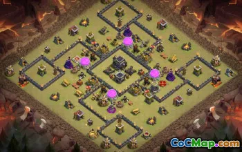 COC市政厅9基本布局：家庭，奖杯和战争地图＃14796