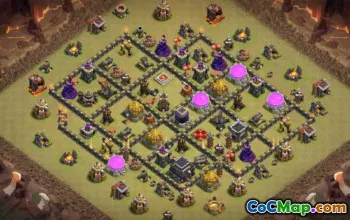 COC市政厅9基本布局：家庭，奖杯和战争地图＃14840