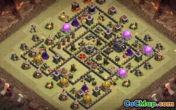 COC市政厅9基础布局：家庭，奖杯和战争地图＃14975