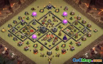 COC Town Hall 9 تخطيطات قاعدة: Home ، Trophy & War Maps #15980