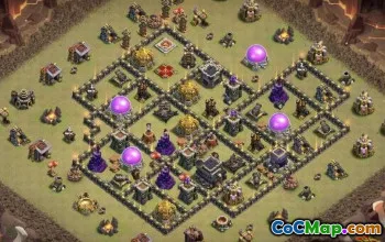 COC Town Hall 9 ბაზის განლაგება: მთავარი და ომის რუქები #10455