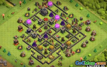 COC Town Hall 9 ბაზის განლაგება: მთავარი და ომის რუქები #12549