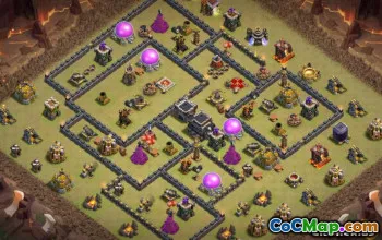 COC Town Hall 9 ბაზის განლაგება: მთავარი, ომის და ტროფეის რუქები #10521