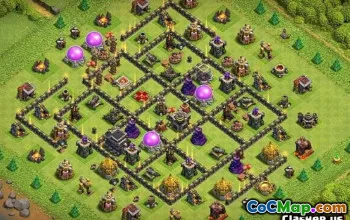 COC Town Hall 9 ბაზის განლაგება: მთავარი, ომის და ტროფის რუქები #11305
