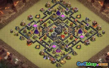 COC Town Hall 9 ბაზის განლაგება: მთავარი, ომის და ტროფის რუქები #11440