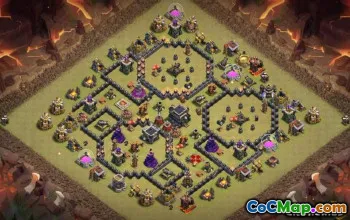COC Town Hall 9 ბაზის განლაგება: მთავარი, ომის და ტროფეის რუქები #11441