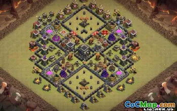 COC Town Hall 9 ბაზის განლაგება: მთავარი, ომის და ტროფის რუქები #11444