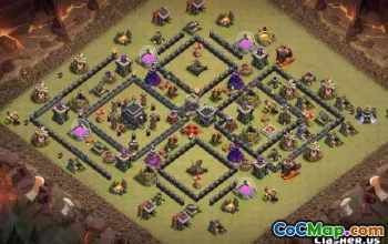 COC Town Hall 9 ბაზის განლაგება: მთავარი, ომი, ტროფეის რუქები #11449