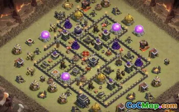 COC Town Hall 9 ბაზის განლაგება: მთავარი, ომის და ტროფის რუქები #12050
