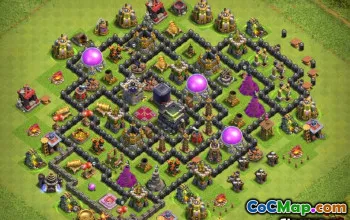 COC TOWN HALL 9 تخطيطات قاعدة: المنزل ، خرائط الحرب والكأس #13620