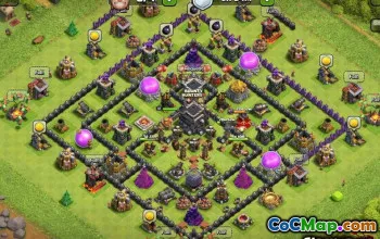 COC TOWN HALL 9 تخطيطات قاعدة: المنزل ، الحرب ، خرائط الكأس #13889
