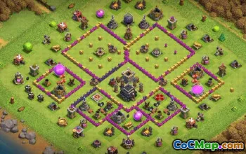 COC市政厅9基础布局：家庭，战争与奖杯地图＃14239