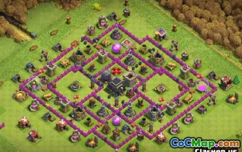 COC市政厅9基础布局：家庭，战争与奖杯地图＃14348