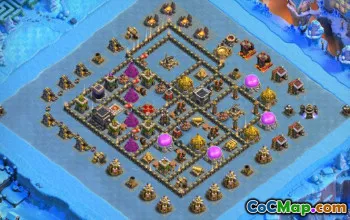 COC市政厅9基本布局：家庭，战争与奖杯地图＃15578