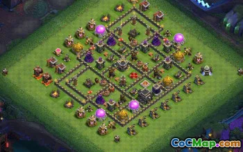 COC市政厅9基础布局：家庭，战争与奖杯地图＃15647