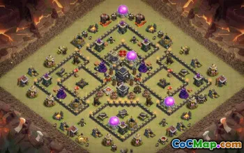 COC市政厅9基本布局：家庭，战争与奖杯地图＃15650