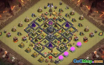 COC市政厅9基础布局：房屋，战争与奖杯设计＃14912