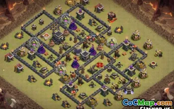 COC Town Hall 9 ბაზის განლაგება და ბმულები სახლისა და ომისთვის #12576