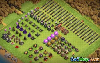 Coc Town Hall 9 Basislayouts & Karten | Kopieren Sie Home Village #14721