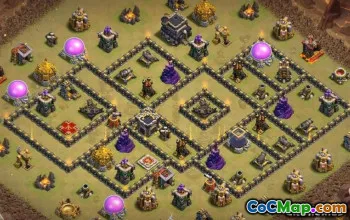 COC Town Hall 9 ბაზის განლაგება და რუქები - საწყისი და ომის ბაზები #11125