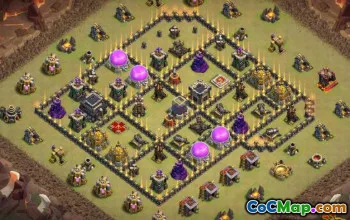 COC市政厅9基础布局和地图 - 家庭与战争基地＃13059