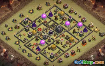 COC市政厅9基本布局和地图：家庭，战争，奖杯＃14687